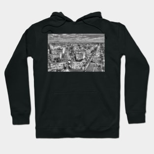 Champs-Élysées from the Arc De Triomphe in Black & White Hoodie